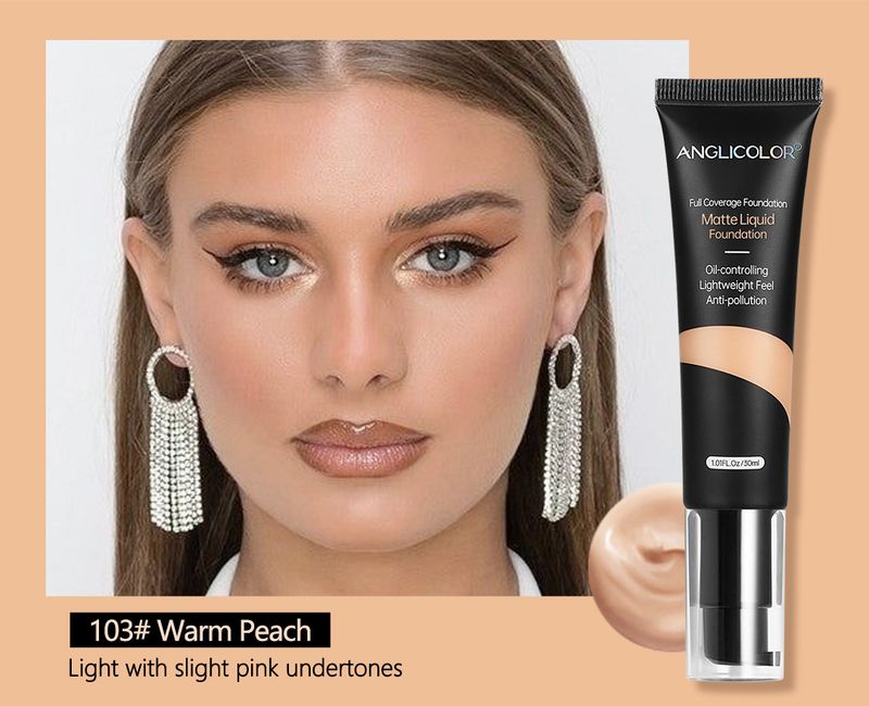 Anglicolor Long-Lasting Foundation – Oliecontrole & Volledige Dekking Vloeibare Make-up voor een Flawless, Natuurlijke Finish (tinten 101-105)_voghion.com