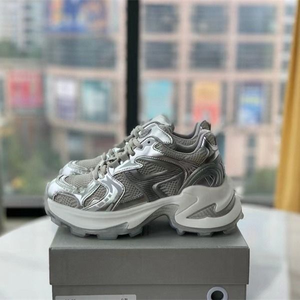 Thick-Soled Silver Dad Sneakers For Women New Spring Summer New Versatile Height-Increasing Petite Sports Breathable_voghion.com