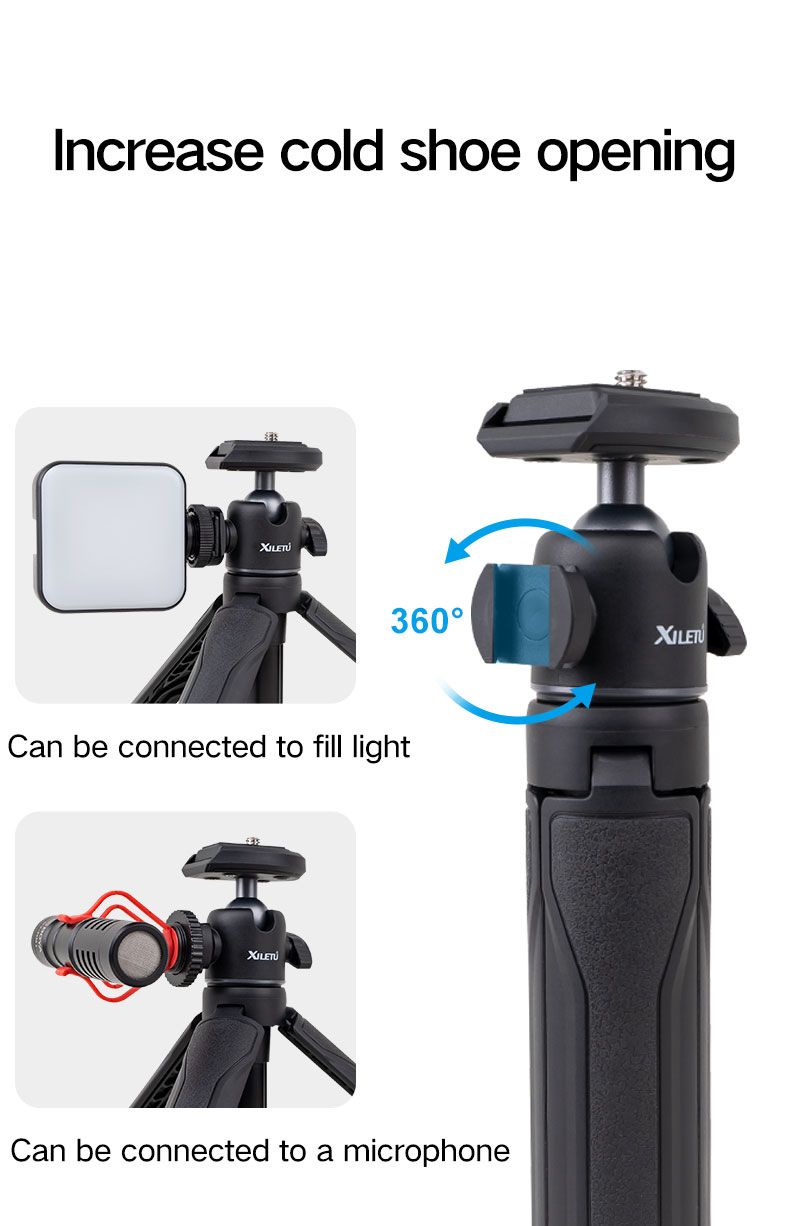 Musikfestival XILETU Tragbarer Handheld-Fotografie Live Vlog Selfie Stick Kaltschuh Desktop Handyhalter Q-5 Schnellverschluss_voghion.com