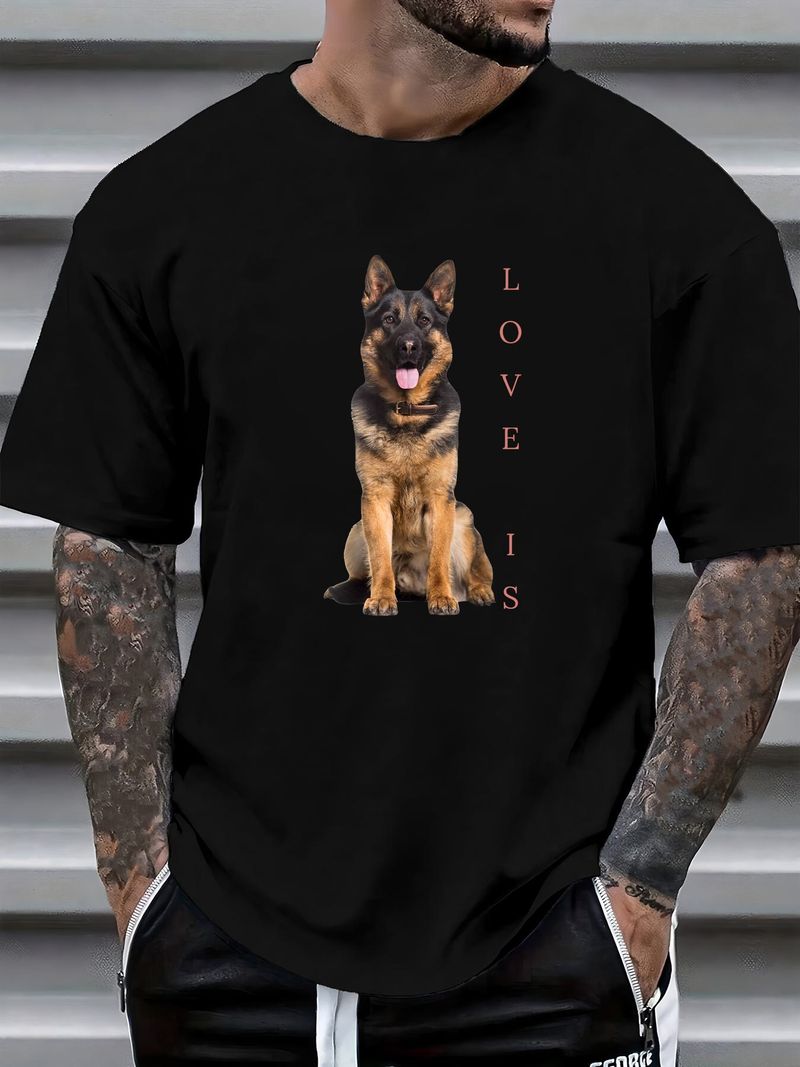 T-shirt unisexe pour homme, motif berger allemand, maman, papa, amour, chiot, décontracté, mode, été, respirant, confortable, design_voghion.com