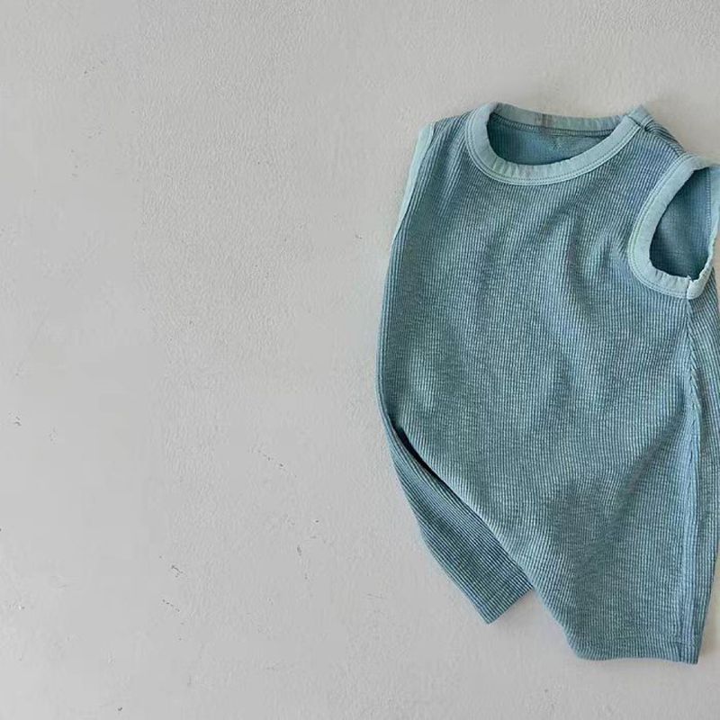 Koreanesch-Stil Ins Einfarweg Hängend Baby Kuerz Kloteren Summer Äermlos West Eendeel Kloterkleedung Atmungsaktiv Kotteng Männer a Fraen Schatz_voghion.com