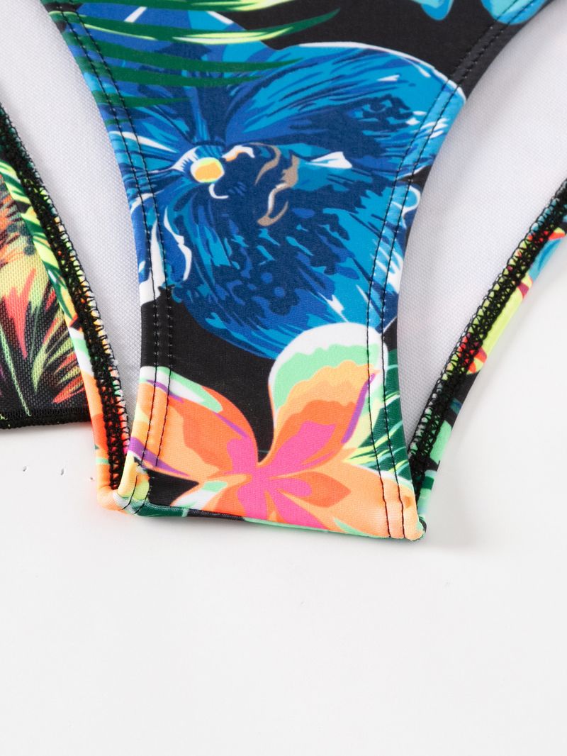 Damenbekleidung Badeanzug Damen Split Dreiteiliger Anzug Internet Celebrity Langarm Bedruckter Bikini Ins Badeanzug_voghion.com