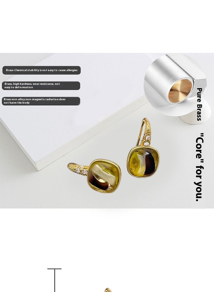 Korean Fashion Commuter Earhook Geometric Inlaid Crystal Glass Personalized Charm with Niche Design Simple Earrings_voghion.com