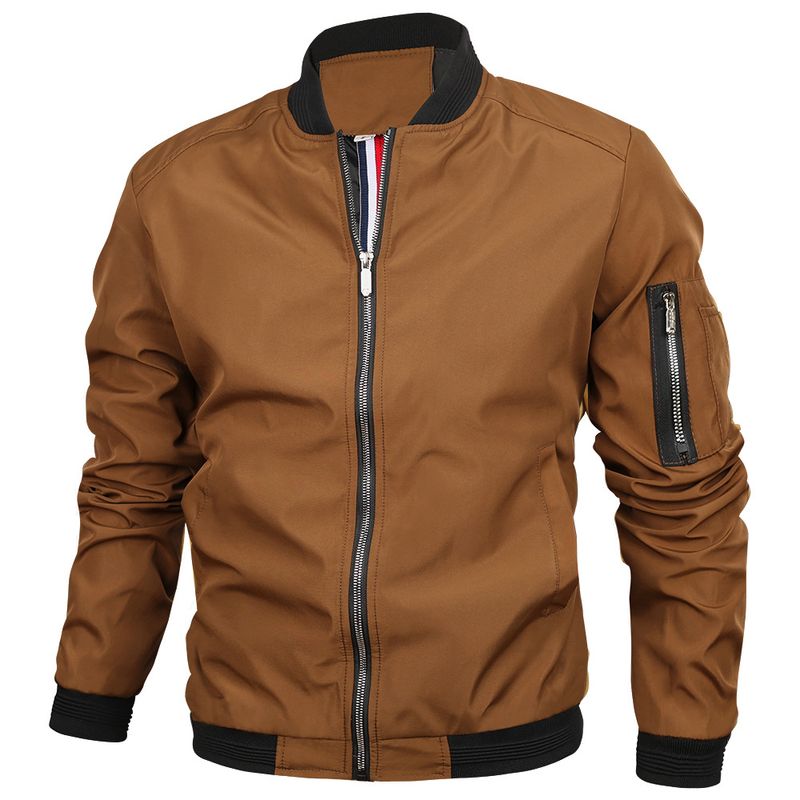 Straight European Size Spring Autumn Men's Baseball Coat Youth Slim Fit Flight Jacket Men_voghion.com