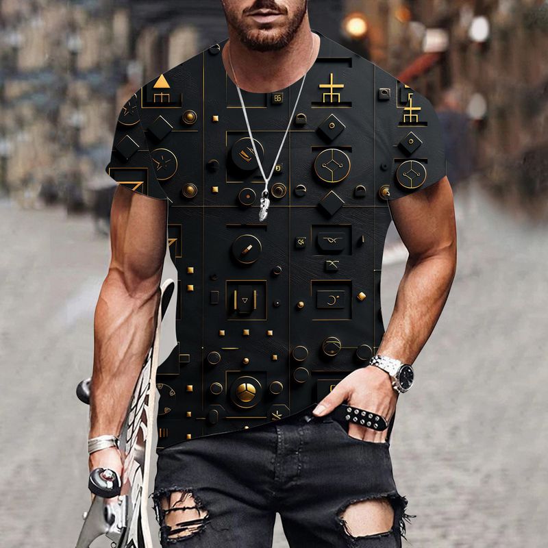 2024 Heißer Verkauf 3D Digitaldruck Sommer Neuer Trend Kreatives Kurzarm-T-Shirt für Männer_voghion.com