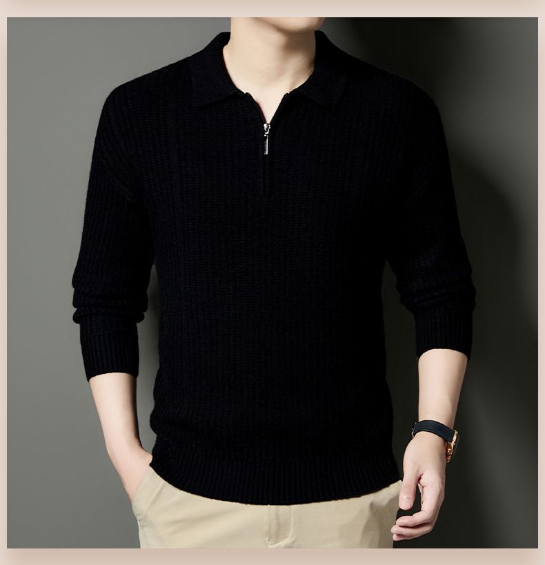 Herren-Strickpullover mit Halbreißverschluss – Stehkragen mit Zopfmuster, warm und stylisch für den Winter_voghion.com