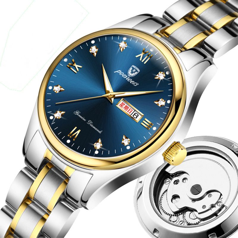 Women's Watch Transparent Back, Steel Band, Fashionable And Simple, Inlaid With Diamonds, Live, Hollow Design,_voghion.com