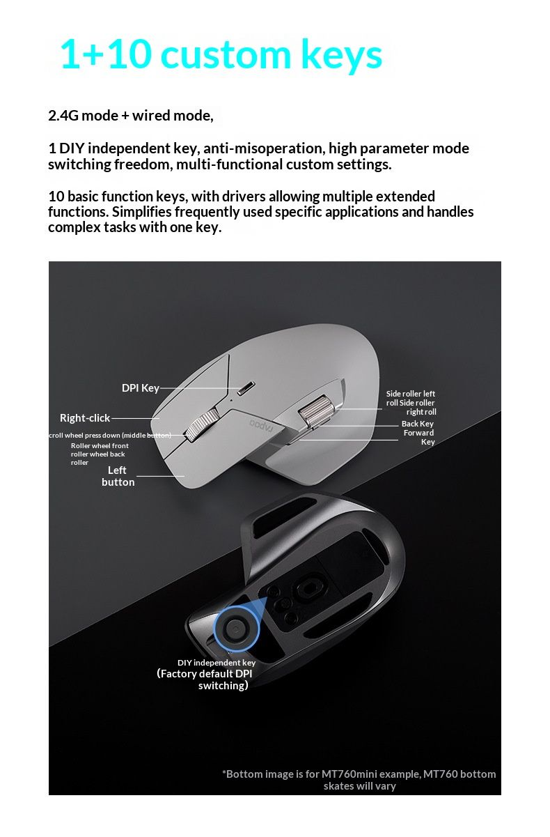 NeoGear RAPOO MT760 Kabellose Maus mit Dual-Modus, ergonomisch, für Desktop, Laptop, Büro, Herren_voghion.com