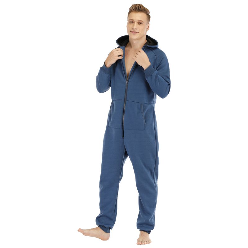 Underwear & Sleepwears Men's Heavyweight Fleece Jumpsuit - Cozy One-Piece Loungewear & Sleepwear For Home Comfort (Green, Black, Royal Blue, S-XXL)_voghion.com