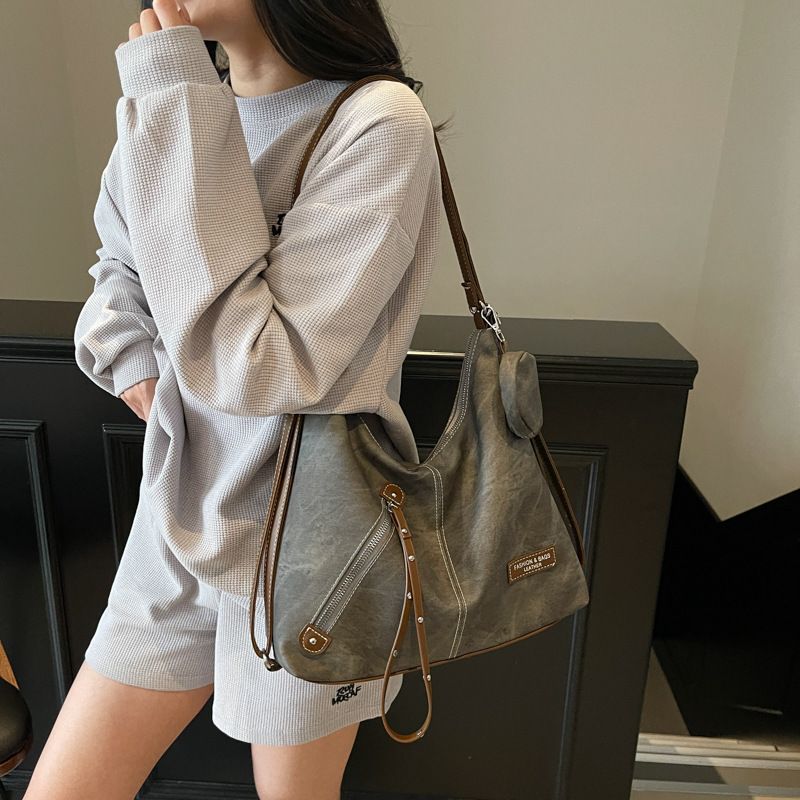 Borsa a tracolla in tela per donna, grande capacità, nuova tendenza moda 2025, casual, versatile, leggera, in denim_voghion.com
