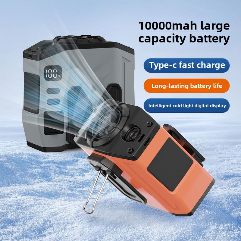 Ventilator nou pentru talie, cu încărcare USB, turbină, vânt puternic, ventilator portabil pentru exterior, ventilator pentru șantier de construcții_voghion.com