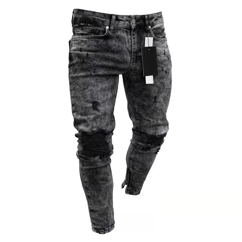 Exclusieve gescheurde jeans, stretch denim broeken, nieuwe stijl voor heren_voghion.com