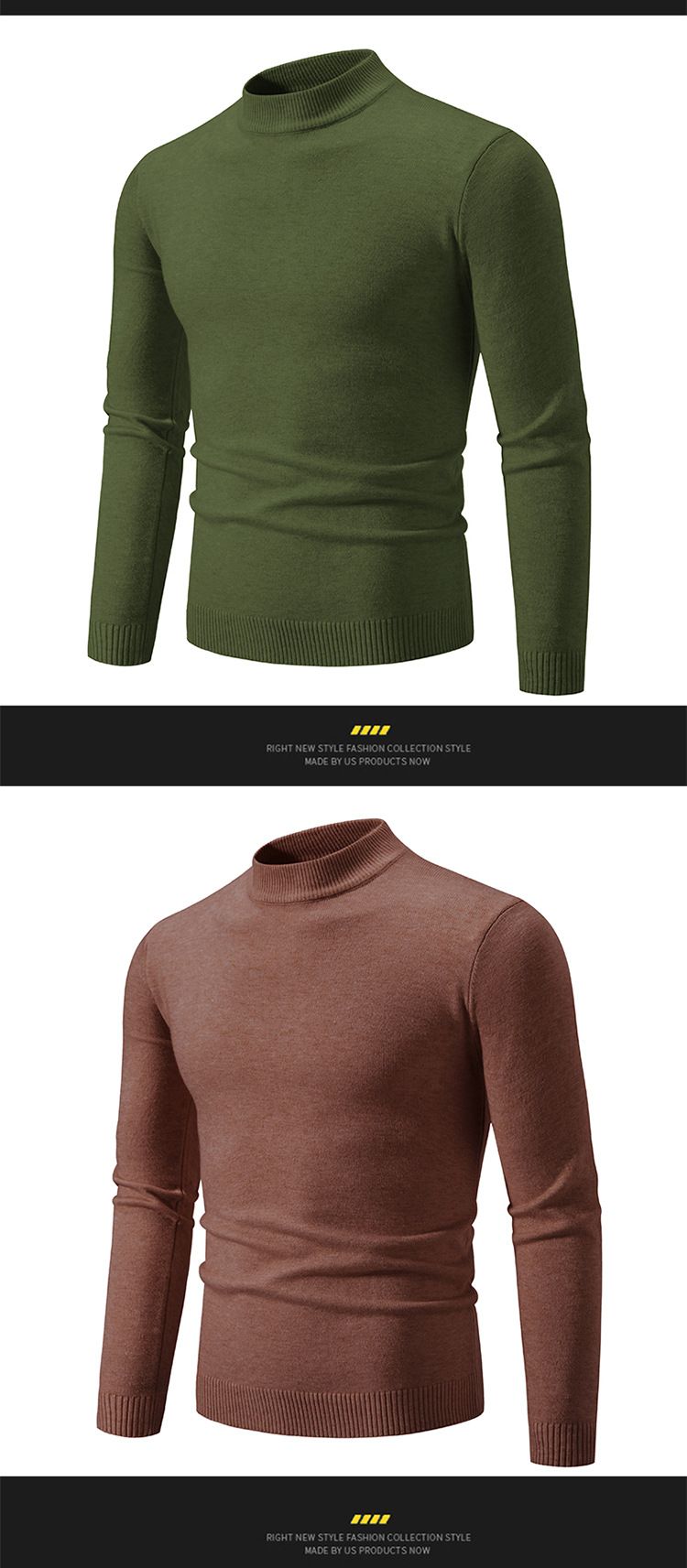 Men’s Slim-Fit Semi-Turtleneck Sweater – Minimalist Pullover For Layering, Lightweight & Wrinkle-Free (14 Versatile Colors)_voghion.com