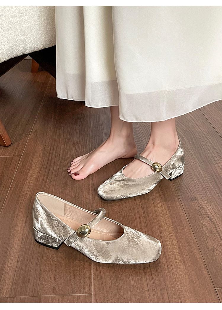 Französische Einzelschuhe Damen Square Head Schöne Ballettschuhe mit niedrigem Absatz Retro-Wort mit Mary Jane-Schuhen_voghion.com