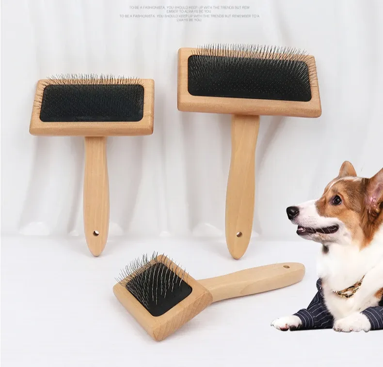 Köpek Tarağı Ahşap İğneli Tarak Kedi Tarağı Evcil Hayvan Tarağı Masif Ahşap Güzellik İğneli Tarak Köpek Kedi Düğüm Çıkarıcı Yüzen Tarak Hava Yastıklı Tarak Tarak_voghion.com