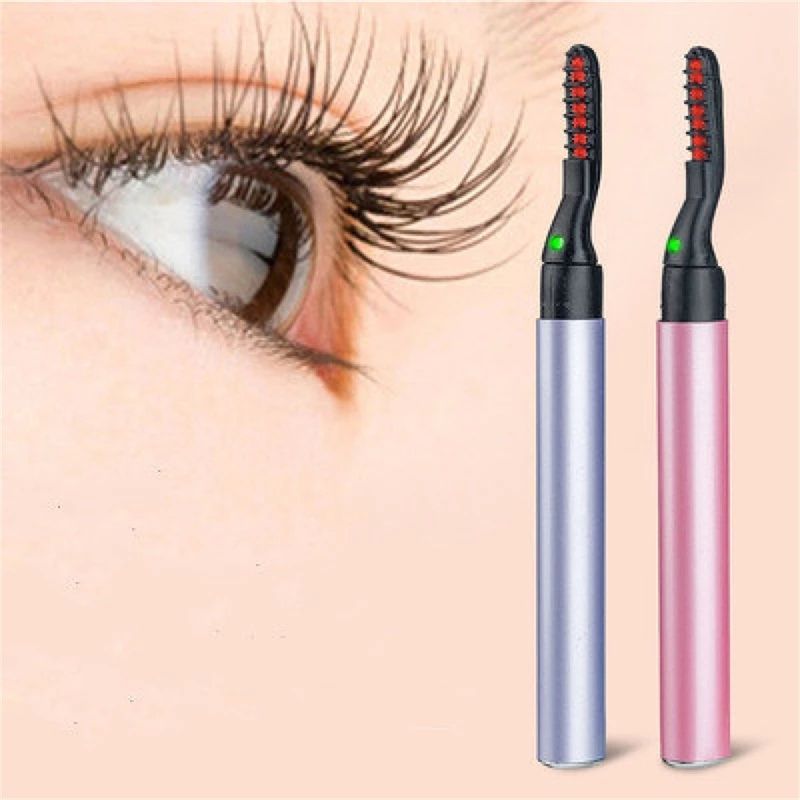 Tragbarer elektrischer Wimpernzange im Stiftstil, 360° rotierende, beheizte Wimpernzange, Mascara-Creme für das Augen-Make-up_voghion.com