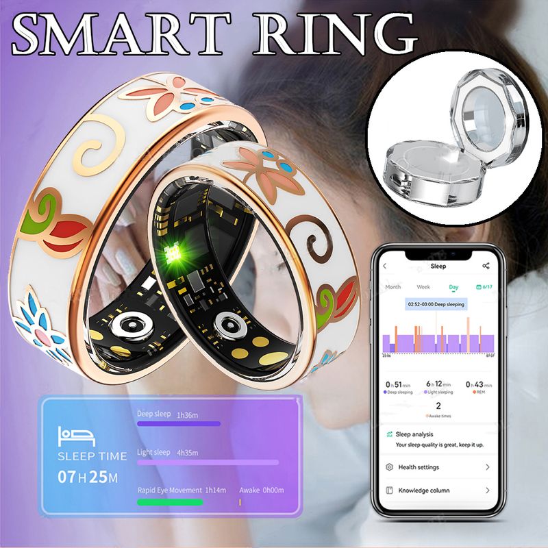 R18 Color Enamels Fashion Women Smart Ring Female Stainless Steel Intelligent Finger Ring Lady IP68 Waterproof Fitness Tracker_voghion.com