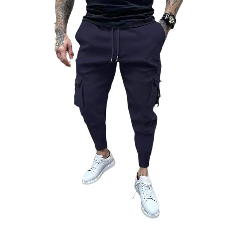 Pantalon de travail décontracté multi-poches pour hommes, coupe slim, petite jambe, pantalon tendance pour l'extérieur_voghion.com