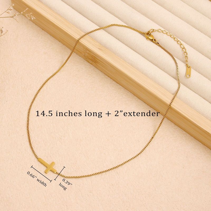 Collana con croce placcata in oro più venduta per le donne, semplice gioiello alla moda_voghion.com