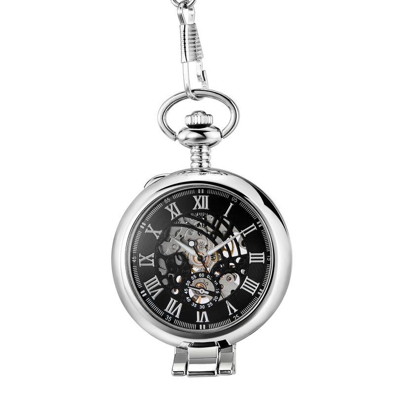 Reloj de bolsillo mecánico con lupa hueca y tapa abatible, modelo 1293, para hombres y mujeres estudiantes, 2022_voghion.com