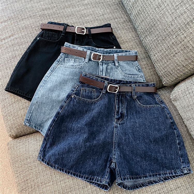 Roupas femininas Shorts jeans para mulheres Verão Novo estilo Tendência Ins Internet Celebridade Cintura alta Simples Fino Solto Perna larga Todos combinam A Linha Calças quentes_voghion.com