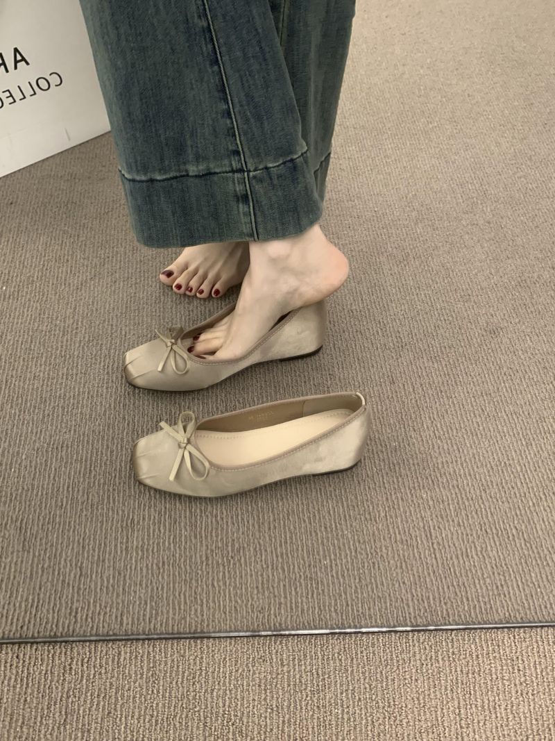 French Fairy Dress Ballerina With Hidden Wedge Heel, Versatile And Comfortable, Gentle Evening Shoes_voghion.com