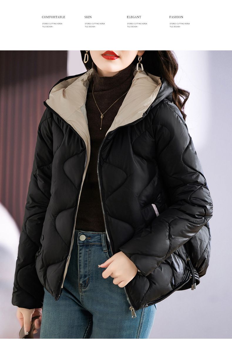 Doudoune courte brillante pour femme, manteau d'hiver léger à capuche, vêtements d'extérieur matelassés à la mode, gilet zippé coupe slim_voghion.com