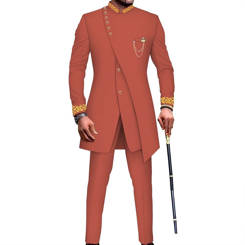 ForMen Dropshipping African Slim Fit Zweiteiliges Set Retro Mittellanger Herrenanzug Grenzüberschreitend_voghion.com