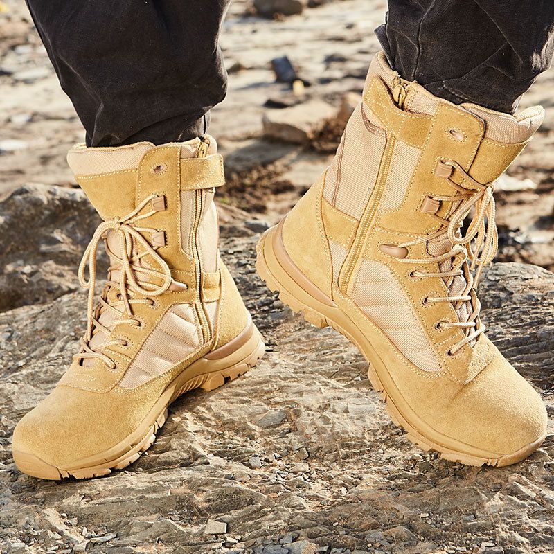 Black Combat Boots Flying Tiger Boots High-top Autumn And Winter Breathable Tactical Boots Men's Training Shoes_voghion.com
