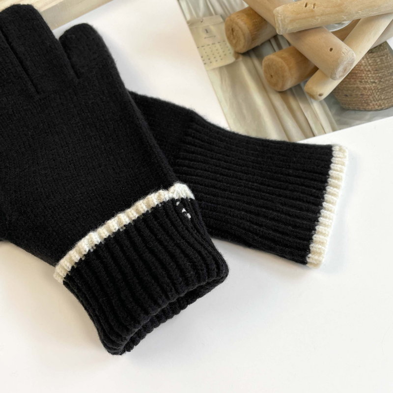 Teléfono de invierno para mujer, de color sólido, abierto, con pantalla táctil, tejido de lana gruesa, cálido, moderno, edición coreana_voghion.com