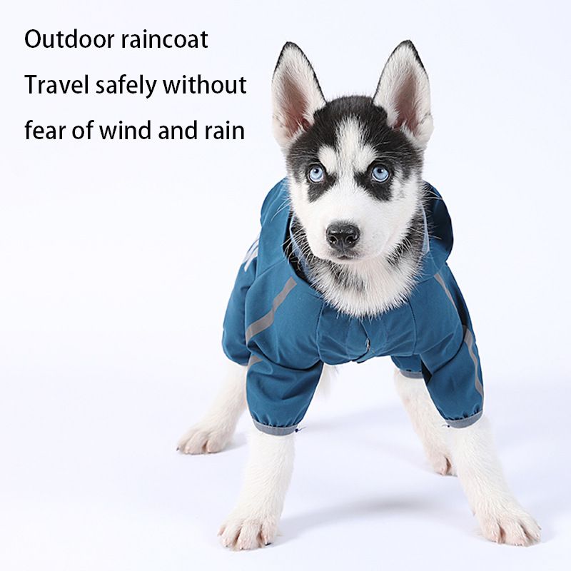 Novo com capuz para cães grandes, capa de chuva impermeável e refletiva para cães, roupas para animais de estimação_voghion.com