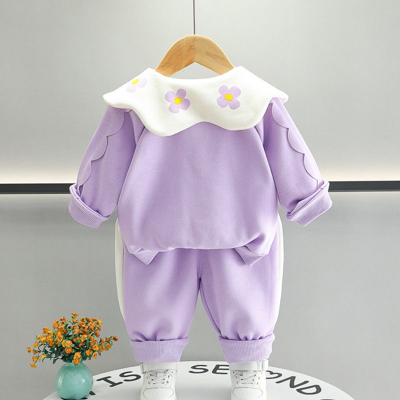 Abbigliamento primaverile per bambine 2025, nuovo set da 3 pezzi con cappuccio e colletto casual da principessa per bambine_voghion.com