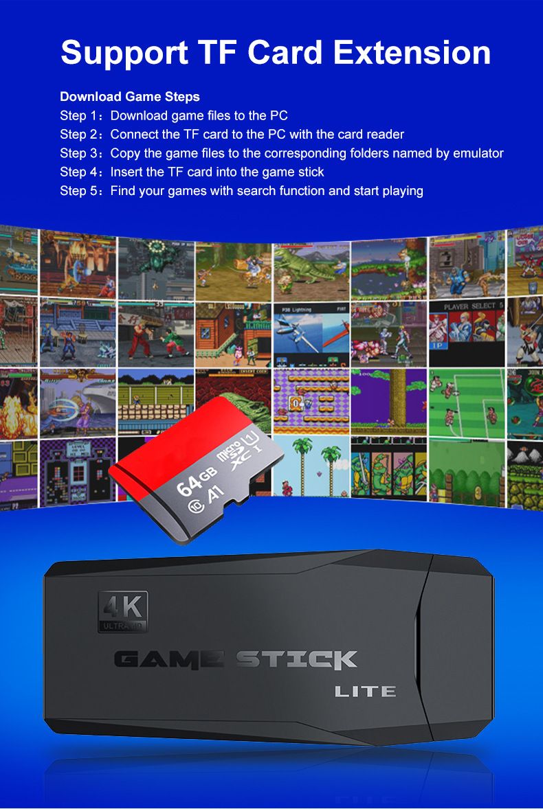 New 4K HD Home TV Connected Game Console Dual Wireless Joysticks Arcade Classic FC Games Nostalgic_voghion.com