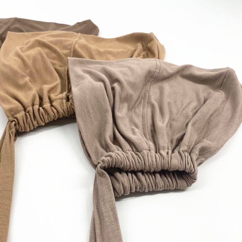 64 Band Moslim Basis Effen Kleur Elastische Zijde Katoen Etnische Kleine Kap Binnenkap Hot Selling Dames Hoofddeksel_voghion.com