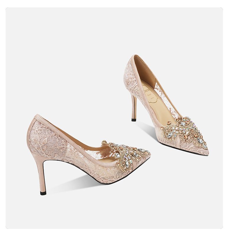 Atemberaubende weiße High Heels für Frauen im neuen französischen Stil, elegante Prominente mit Strasssteinen, spitze Zehenpartie, Brautschuhe_voghion.com