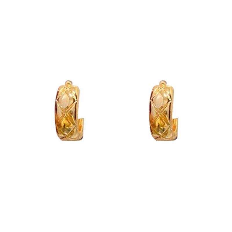 Orecchini trapuntati di alta qualità per donna, stile leggero, eleganti cerchi in metallo dorato_voghion.com