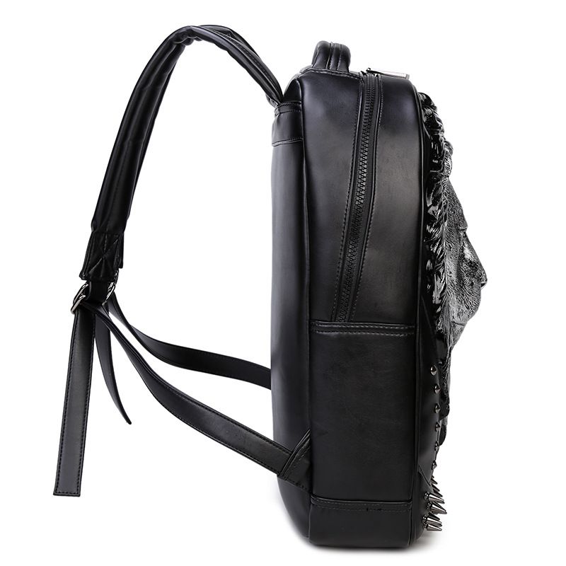 Borsa in pelle PU, zaino multifunzionale per studenti, zaino 3D, borsa da viaggio per computer, borsa con testa di leone maschio e femmina_voghion.com