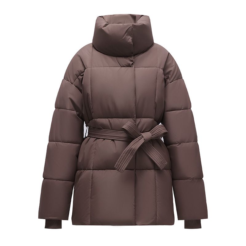 Women's Clothing Winter Coat With Belt – Oversized Stand Collar Jacket (Loose Fit, Mid-Length, 4XL Sizes)_voghion.com