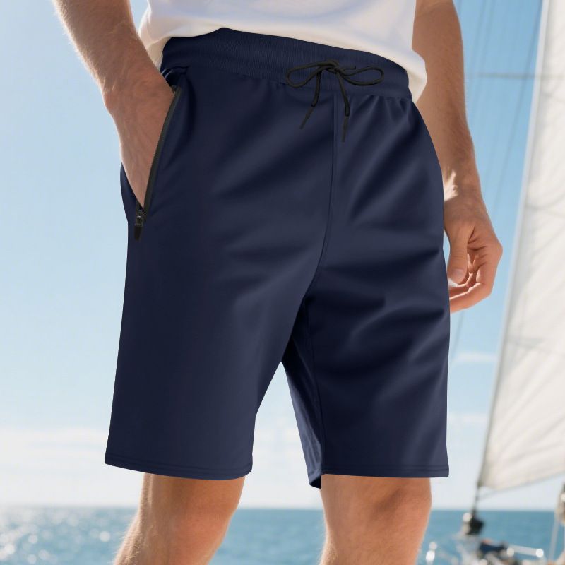 Sommer im amerikanischen Stil Neue Herren Casual Sports Buttoned Beach Solid Color Shorts_voghion.com
