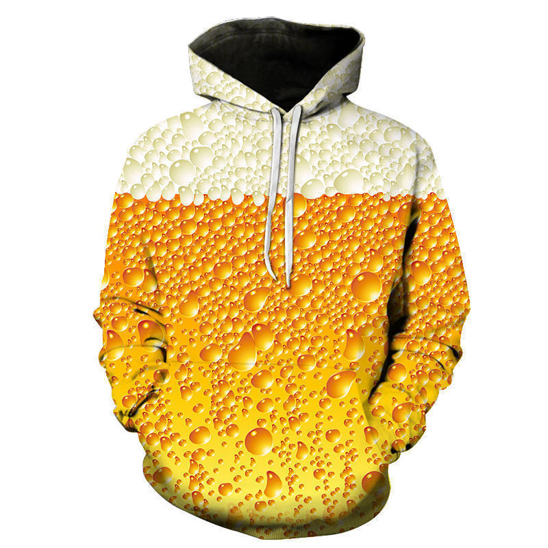 2023 New Beer Bubble Liquid Personalized Sweater Trend Digital 3d Printing Hoodie Men's Hoodie_voghion.com