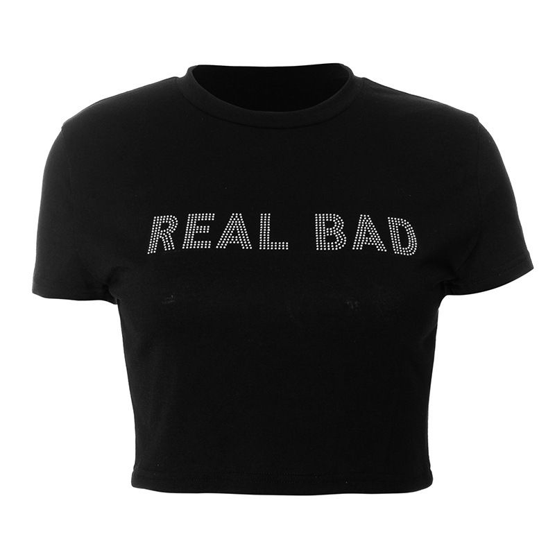 T-shirt a maniche corte con collo rotondo nudo e top attillato a diamante nuovo 2024 da donna_voghion.com