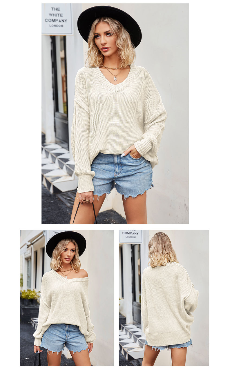 women's clothing V-neck large size fashionable sweaters sexy pullover sweaters_voghion.com