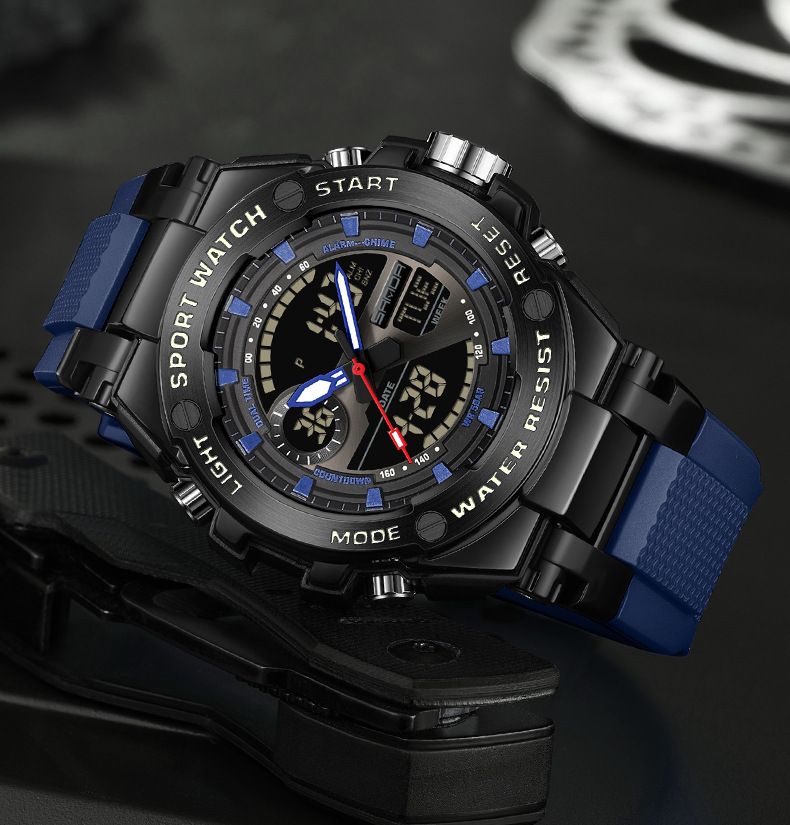 Orologio analogico digitale multifunzionale impermeabile con sveglia, cronometro e retroilluminazione a LED per studenti e amanti delle attività all'aperto_voghion.com