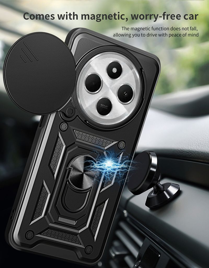 Til Xiaomi Redmi 14C Etui Magnetisk Ringholder Armor Stødsikkert Coque Til Redmi14C 14 C Redmy 14C Linsebeskyttelsescover_voghion.com
