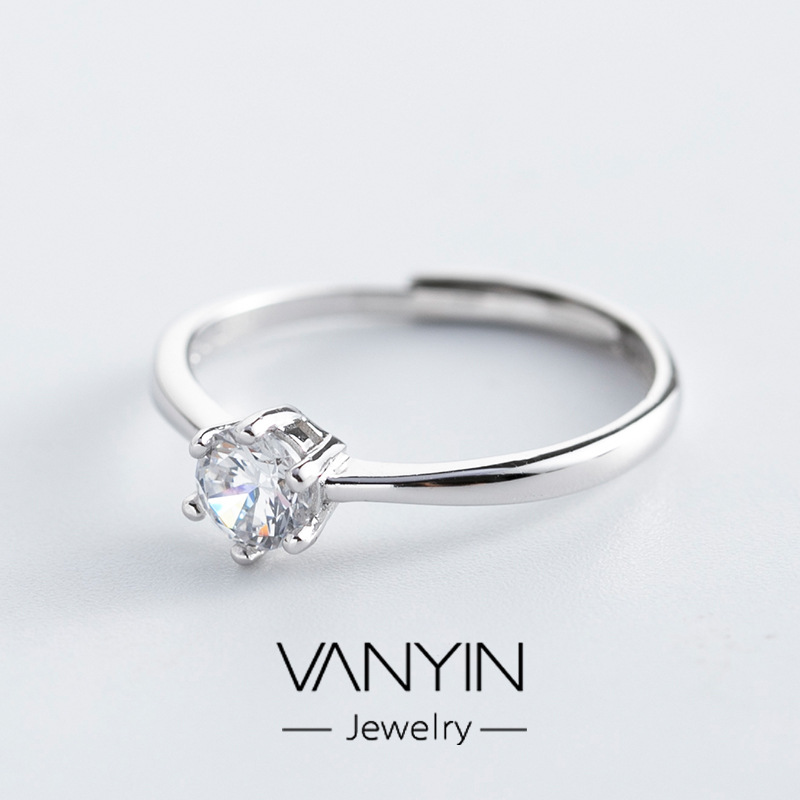 Wanying Jewelry Bague de mariage en argent pur avec six griffes et diamant pour femme - Cadeau tendance - Pierre Mosang_voghion.com