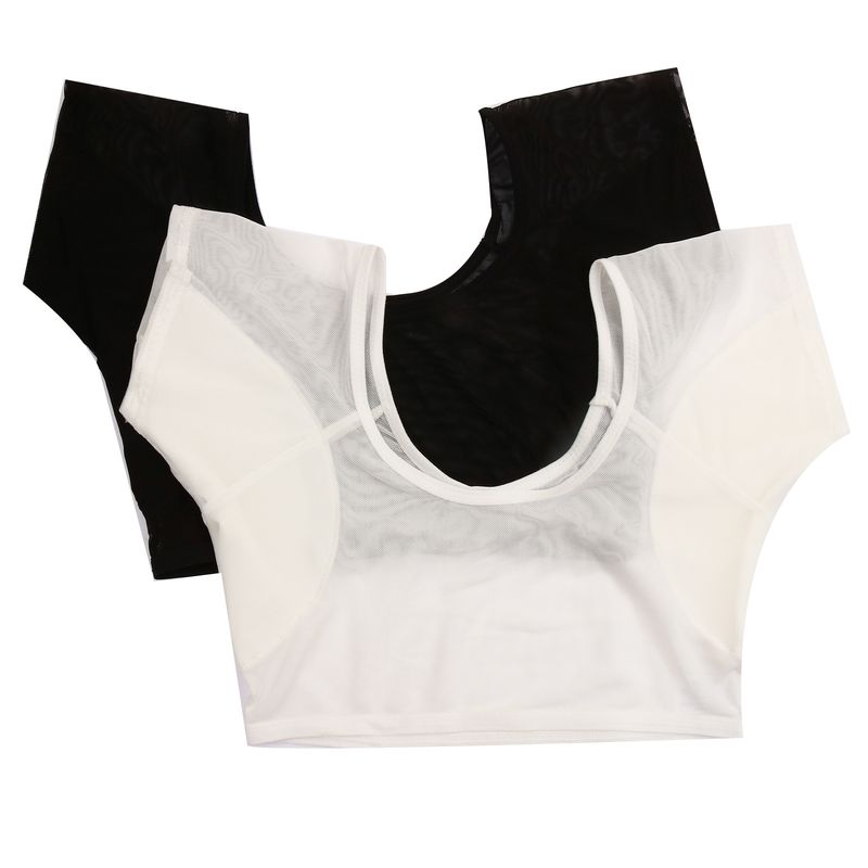 Vêtements absorbant la transpiration : conception fine en maille transparente, couverture de poitrine pour éviter la transpiration, tampons en coton sous les aisselles pour un séchage rapide_voghion.com