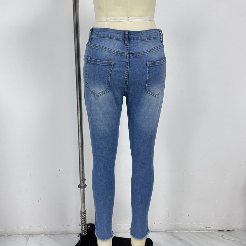 Abbigliamento donna Jeans elastici a vita alta con fori per le donne_voghion.com