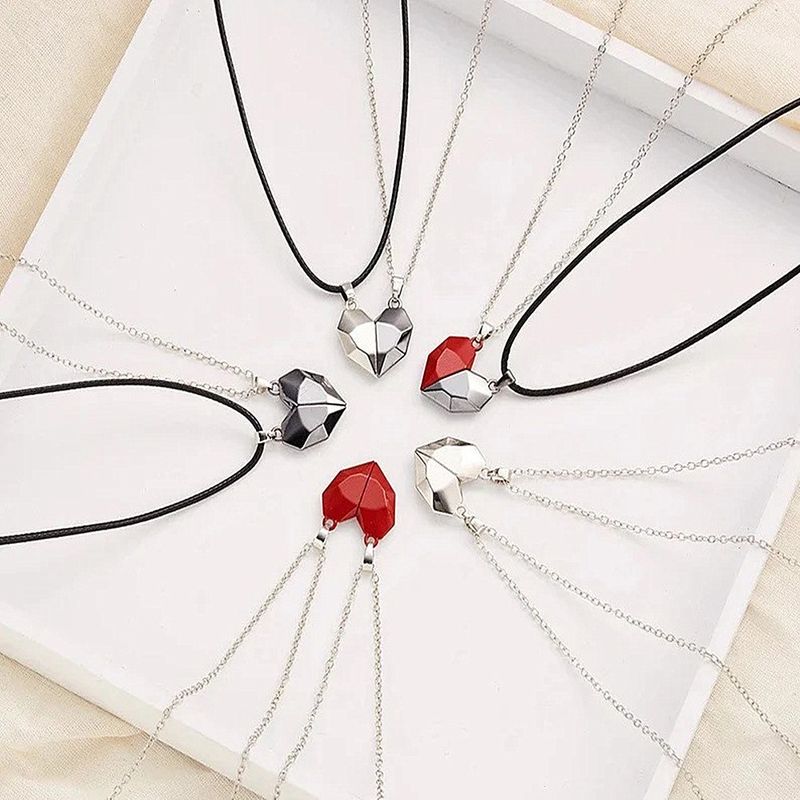 Collana magnetica a forma di cuore con ciondolo a forma di pietra dei desideri, con cuore spezzato e clavicola, per coppia, per donne_voghion.com