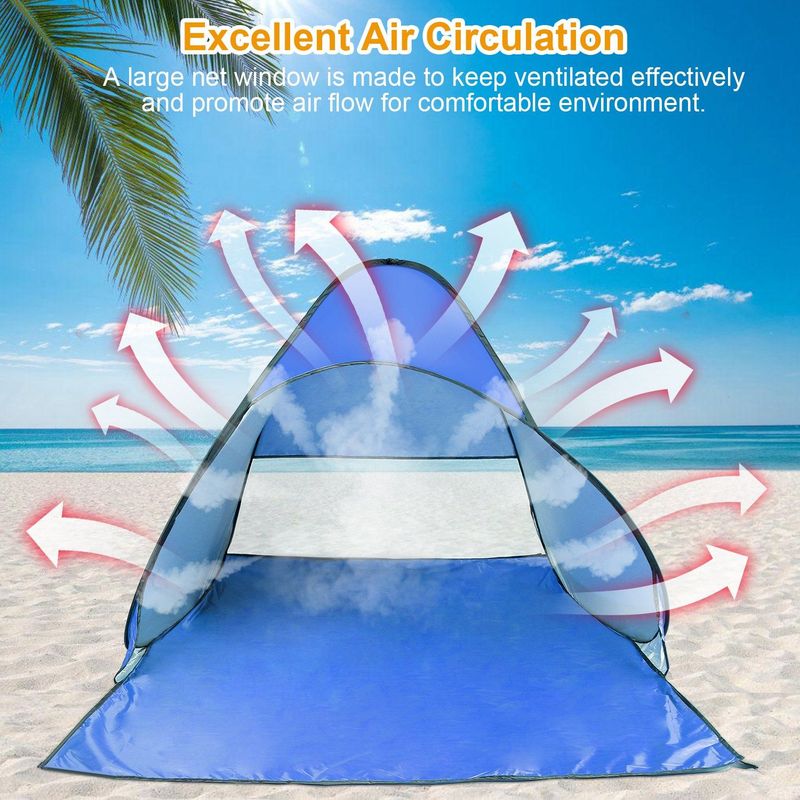 Pop Up Beach Tent Sun Shade Shelter Anti-UV Automatic Waterproof Tent Canopy For 2/3 Man W/ Net Window Storage Bag For Outdoor Beach Camping Fishing Park Lake_voghion.com