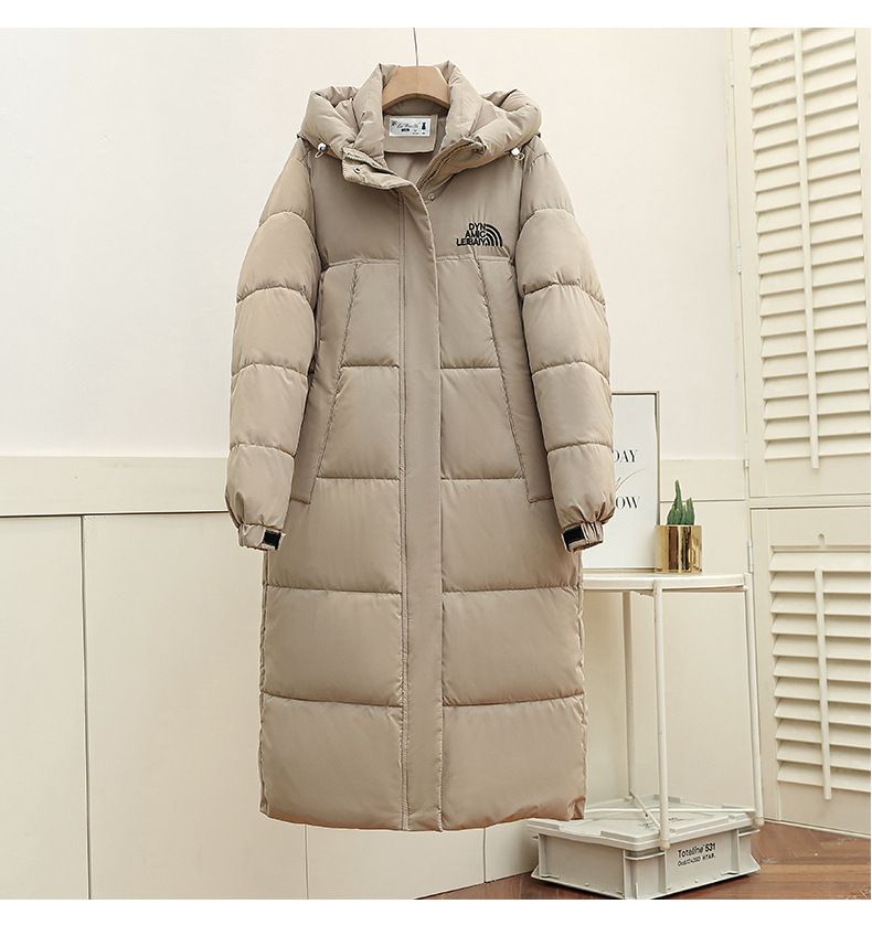 Unisex Long Puffer Jacket With Hood - Warm Winter Coat For Men & Women, Lightweight Polyester Fill, Loose Fit, 3D Pattern Design_voghion.com